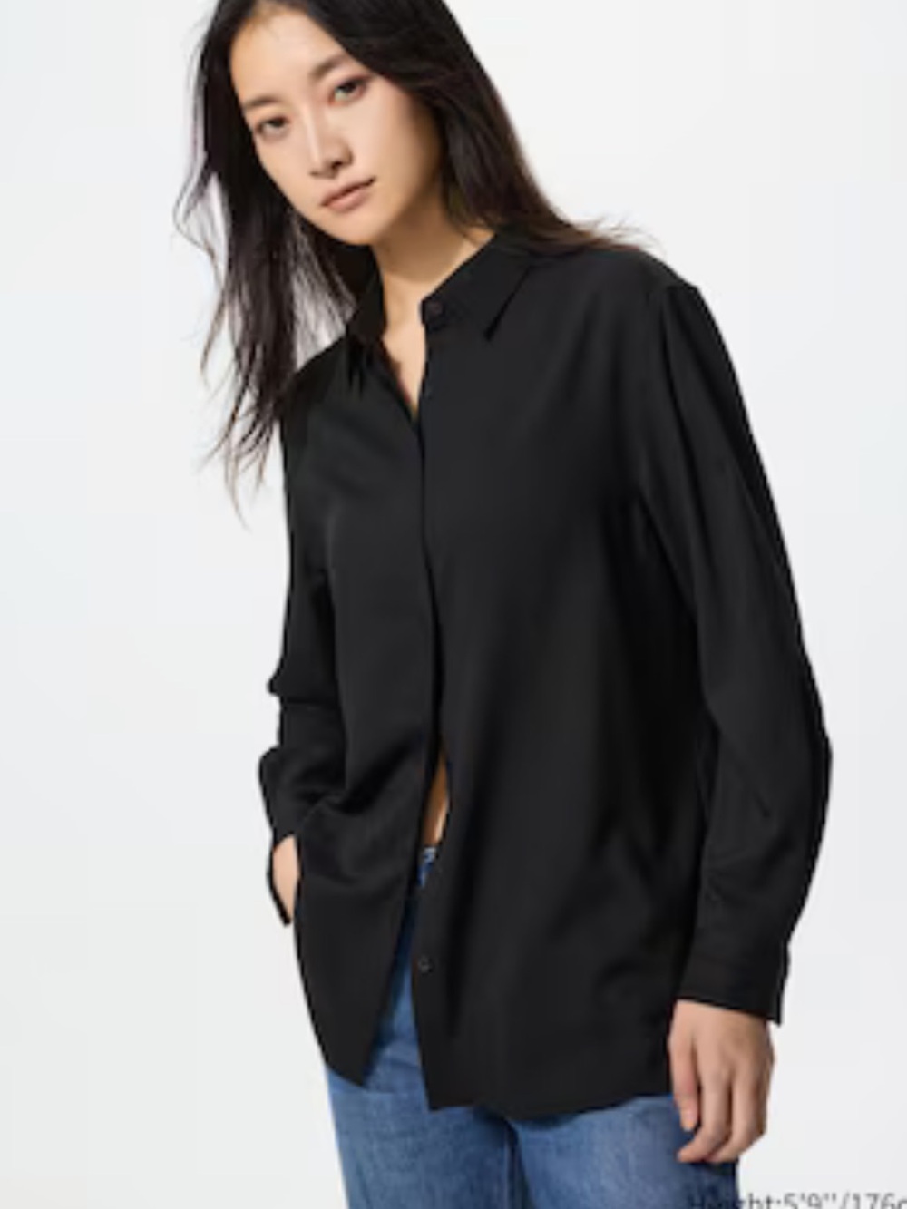 Uniqlo Linen Classic Black Button-Up Women's Shirt size XL